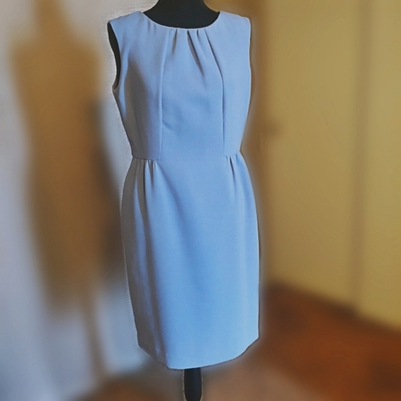 TALBOTS PETITES PLEATED ADORABLE MUTED SKY BLUE DRESS SIZE 8P - Picture 4 of 13